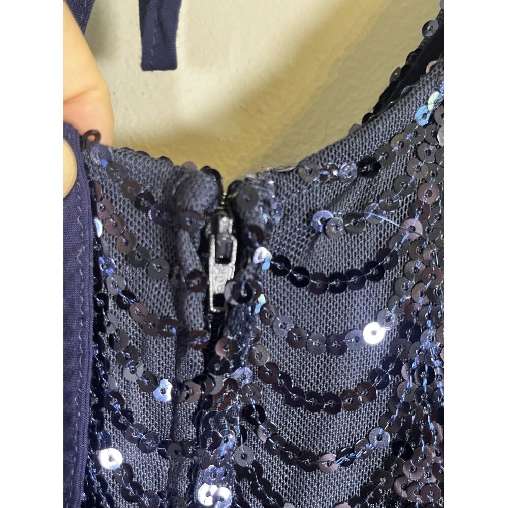 Festive Sequin Romper Blue S Festival Fairy Whimsical Preppy Resort Classic Chic - Picture 8 of 10
